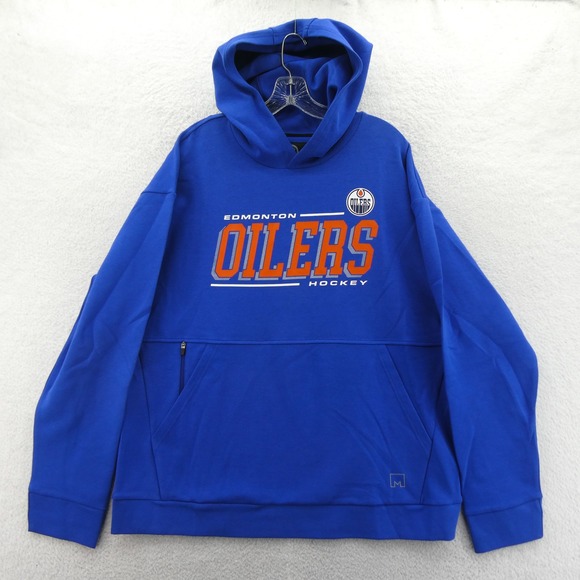 MSX Hoodie Mens Large Edmonton Oilers Blue Hockey NHL Sweatshirt Michael Strahan